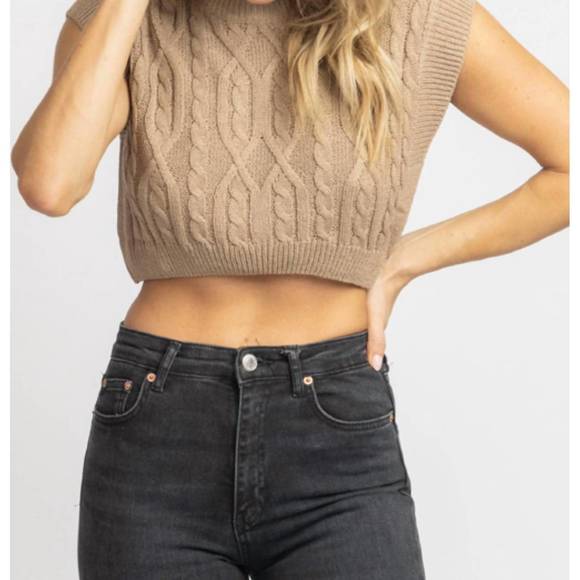 NEW MIMOSA cableknit nora crop tank in taupe - Picture 4 of 7